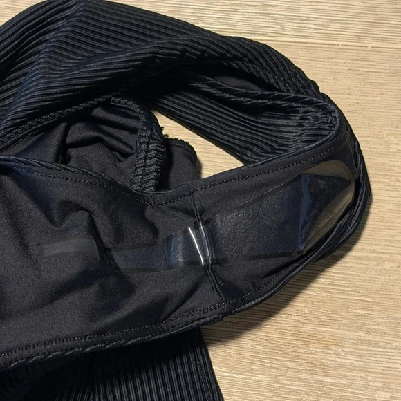 Frankie's Bikinis Black Ribbed Crisscross Back One-Piece Swimsuit - Picture 5 of 6